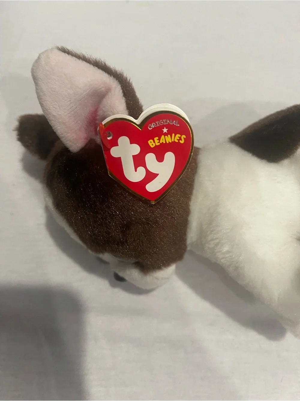 Ty Brown and White Plush Puppy with Blue Eyes